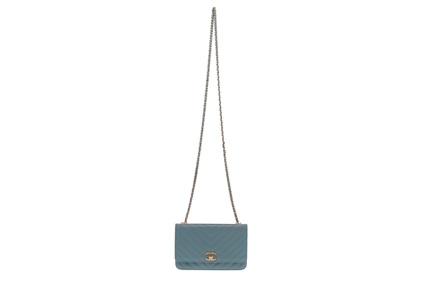 Chanel Trendy Wallet on Chain Sea Blue GHW 2018