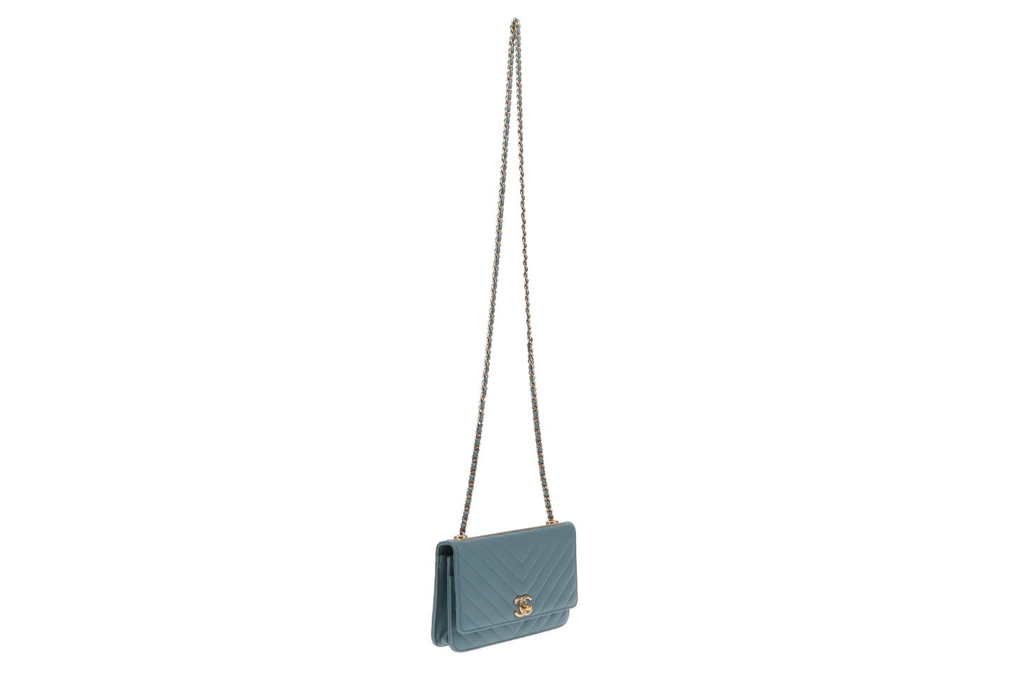 Chanel Trendy Wallet on Chain Sea Blue GHW 2018