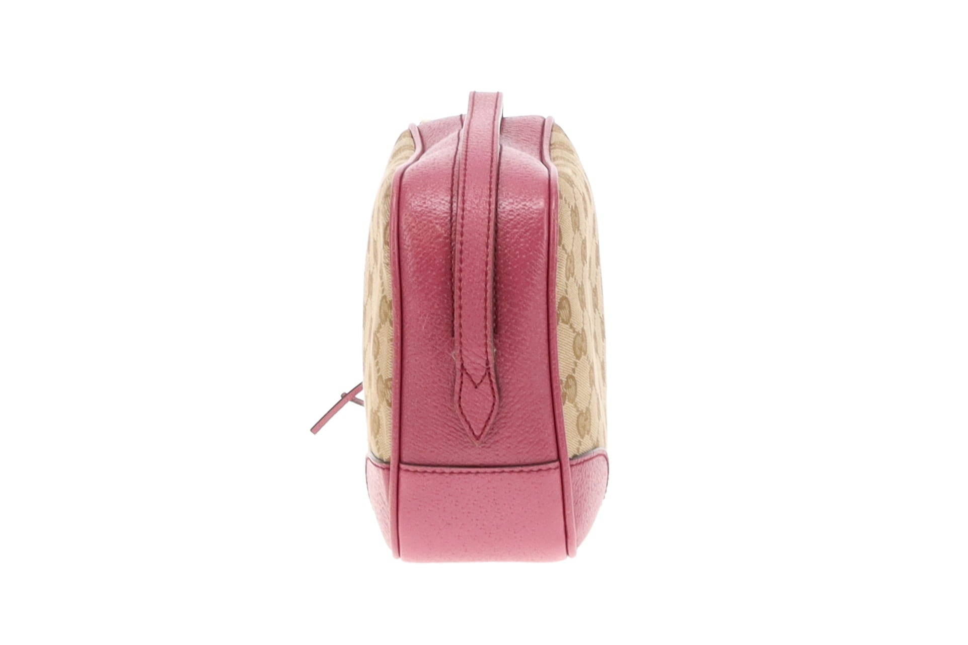 Gucci Pink Leather Trim GG Canvas Bree Camera Bag