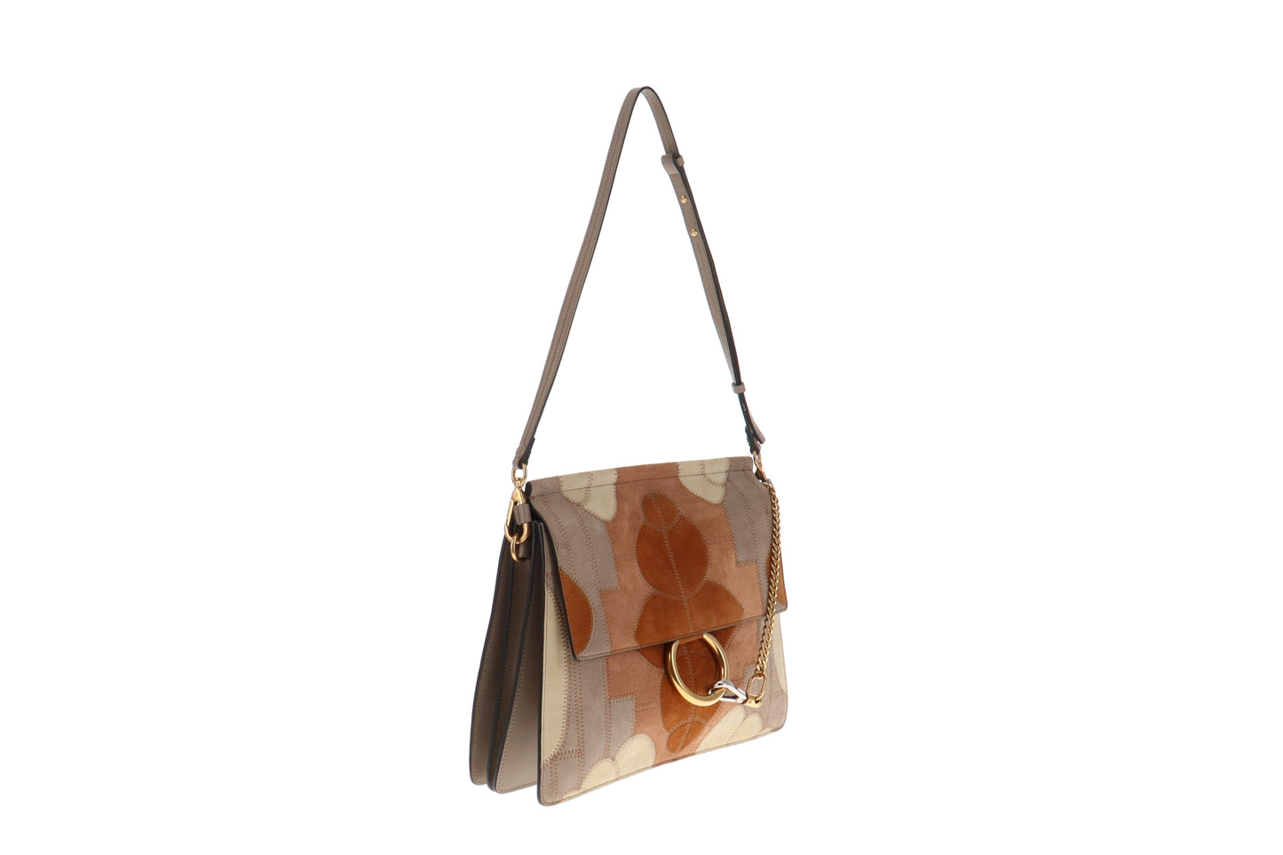 Chloe Faye Medium Suede And Leather Patchwork