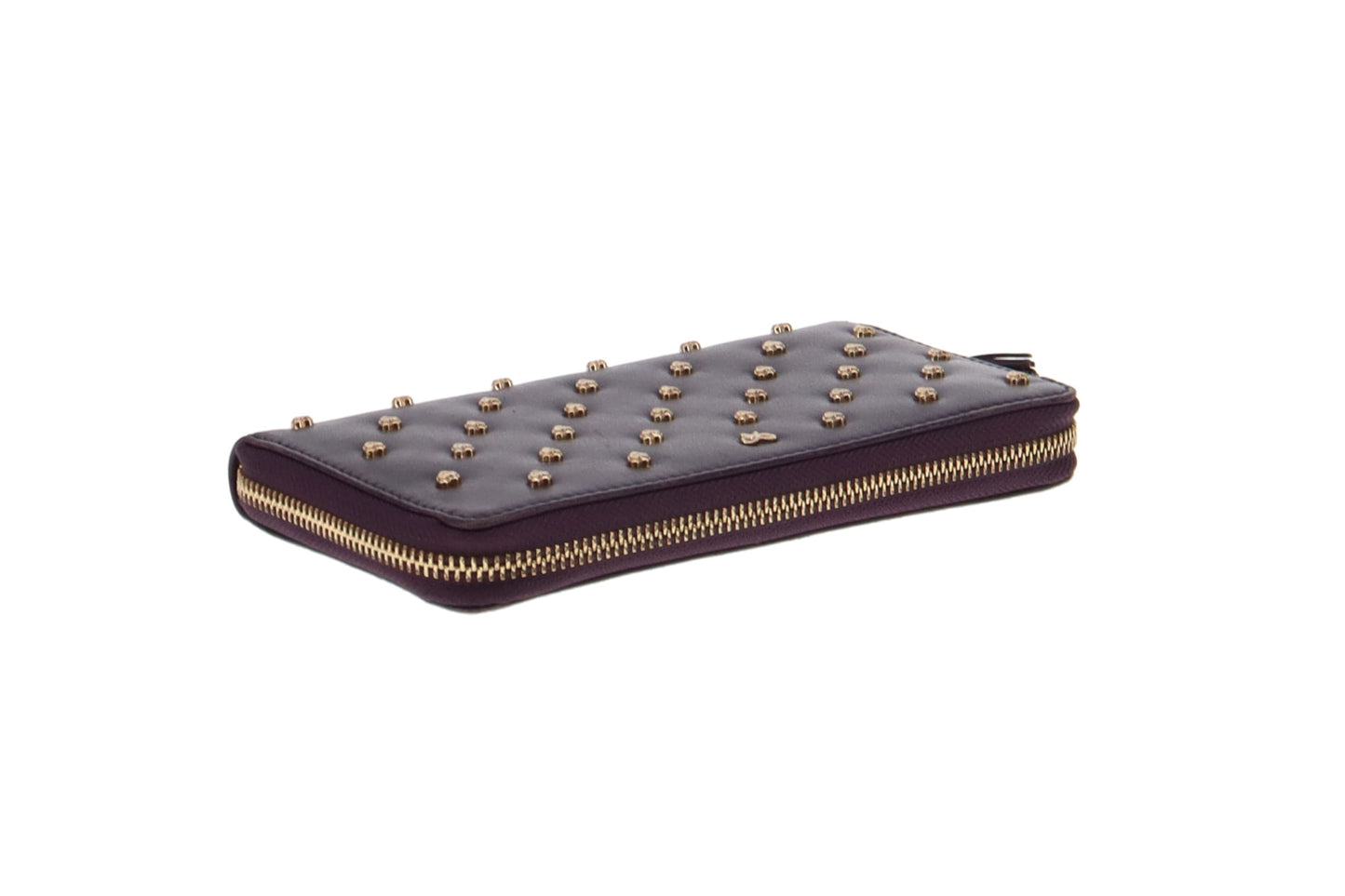 Anya Hindmarch Purple Leather Heart Stud Long Zip Wallet