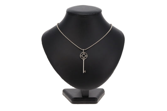 Tiffany & Co Atlas Collection Key Pendant On Beaded Chain Sterling Silver
