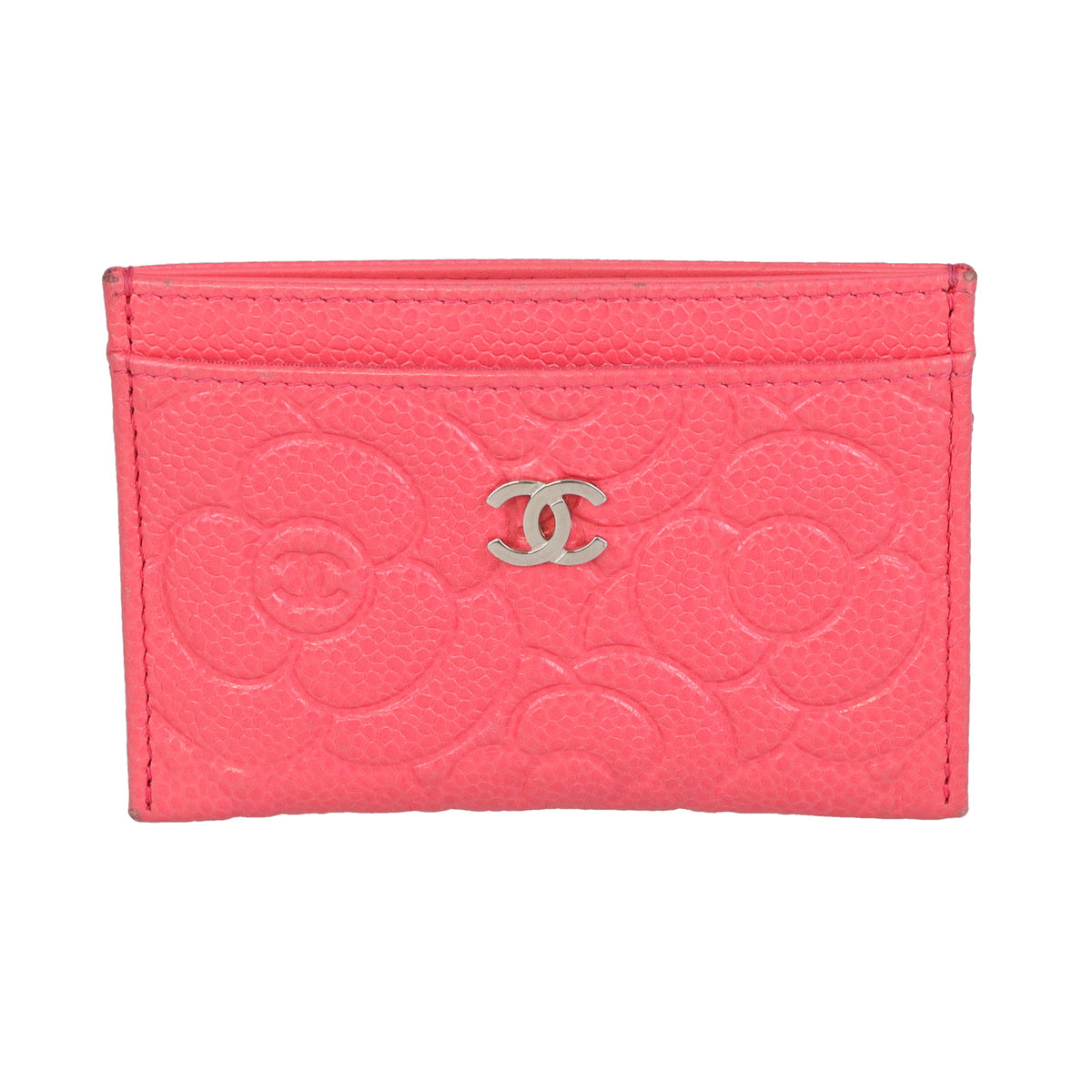 Chanel Card Holder Camelia Embossed Pink Leather 2020