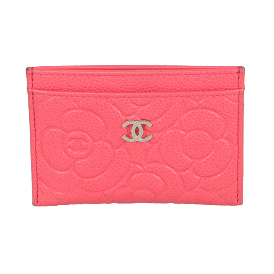 Chanel Card Holder Camelia Embossed Pink Leather 2020