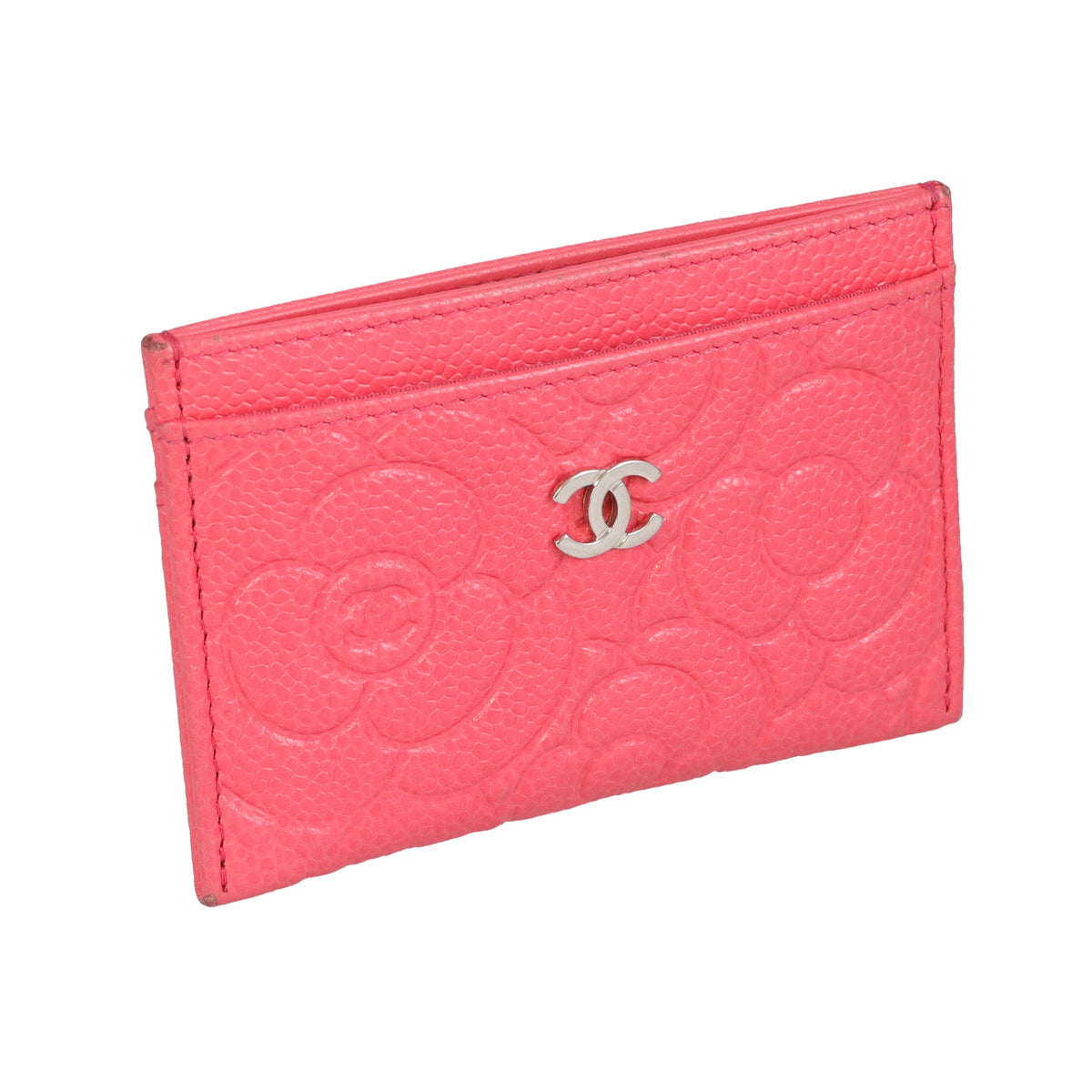 Chanel Card Holder Camelia Embossed Pink Leather 2020
