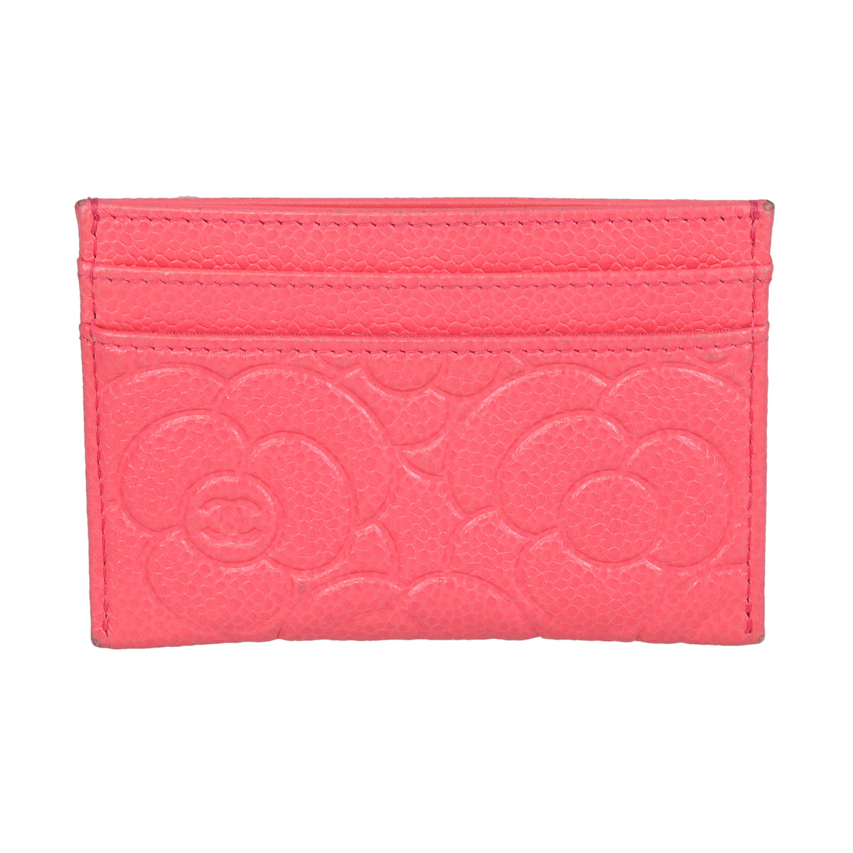 Chanel Card Holder Camelia Embossed Pink Leather 2020