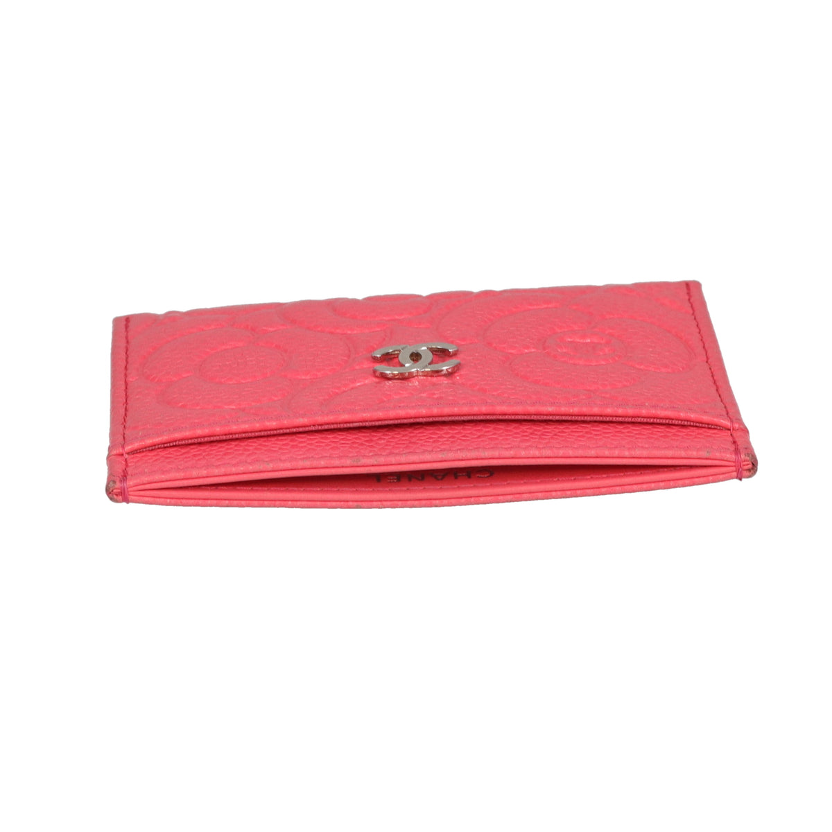 Chanel Card Holder Camelia Embossed Pink Leather 2020