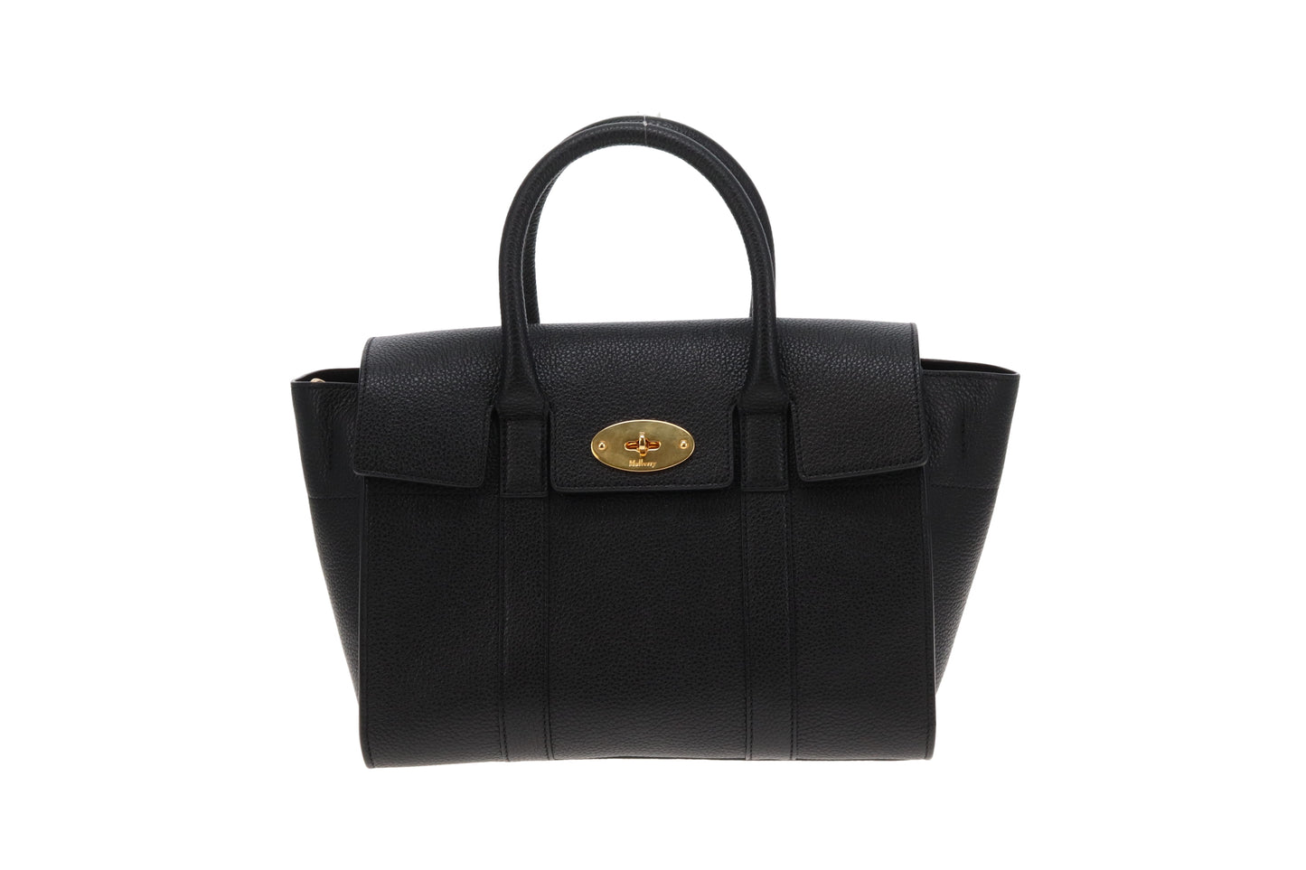 Mulberry Small Bayswater with Strap Black Classic Grain GHW