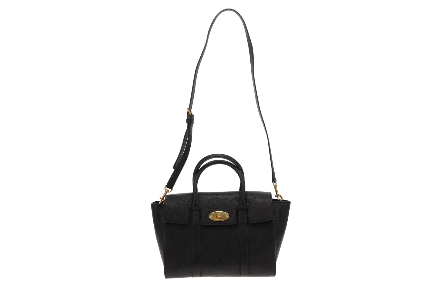 Mulberry Small Bayswater with Strap Black Classic Grain GHW