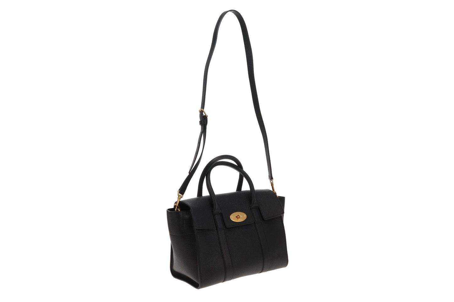 Mulberry Small Bayswater with Strap Black Classic Grain GHW