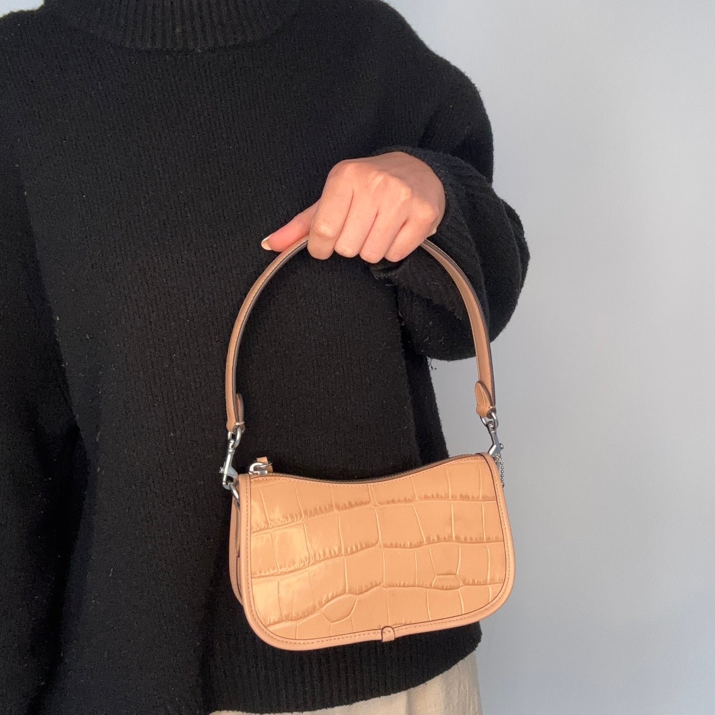 Coach Swinger 20 Bag Beige Croc Embossed