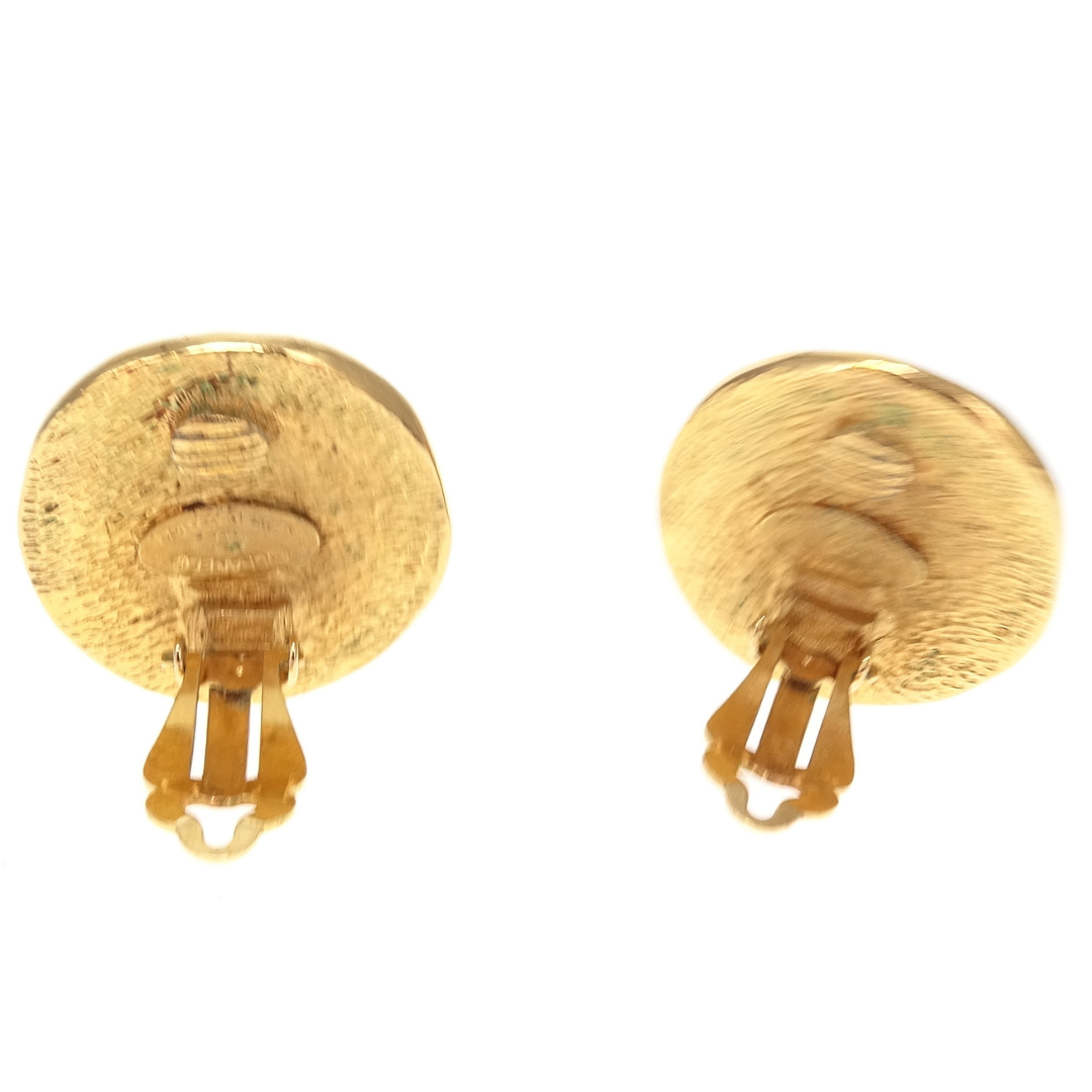 Chanel Vintage Rue Cambon Goldtone Coin Clip On Earrings