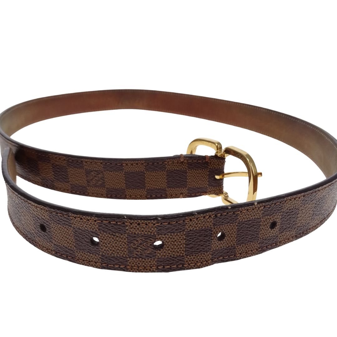 Louis Vuitton Trunk Belt In Damier Ebene & Gold Buckle 85/34 BC2134