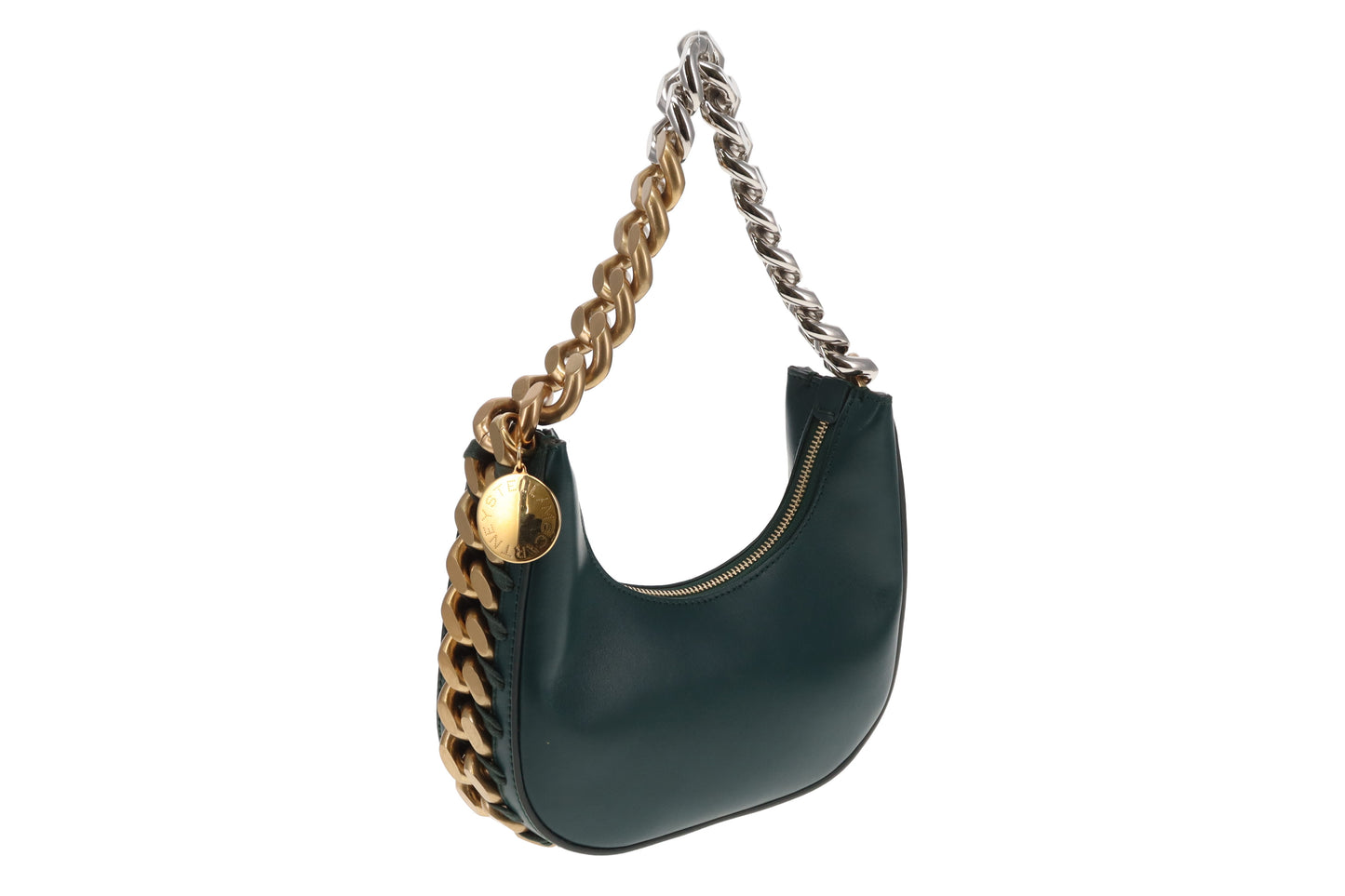 Stella McCartney Frayme Shoulder Bag Green Faux Leather