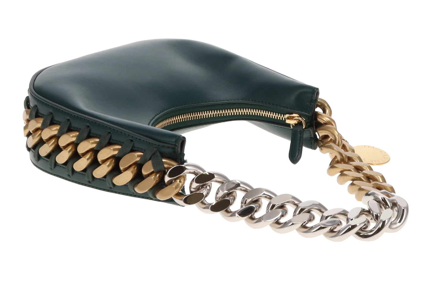 Stella McCartney Frayme Shoulder Bag Green Faux Leather