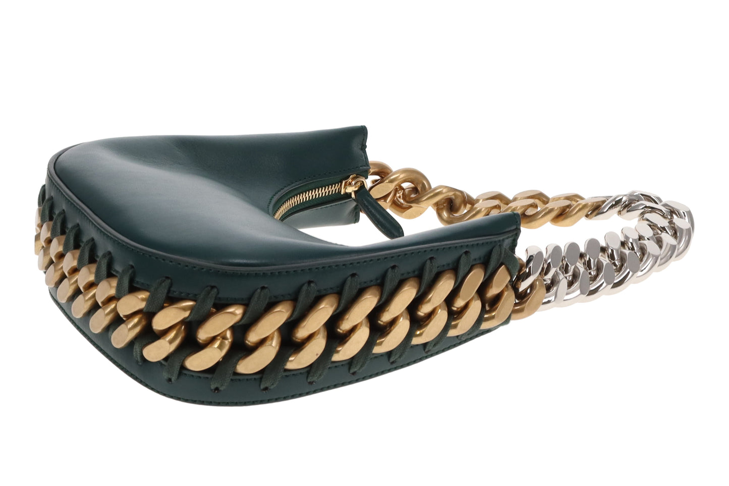 Stella McCartney Frayme Shoulder Bag Green Faux Leather