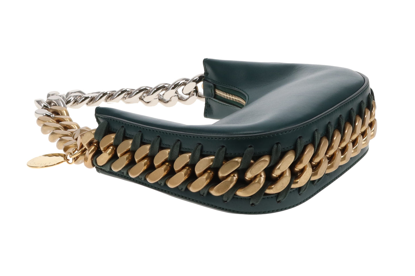 Stella McCartney Frayme Shoulder Bag Green Faux Leather