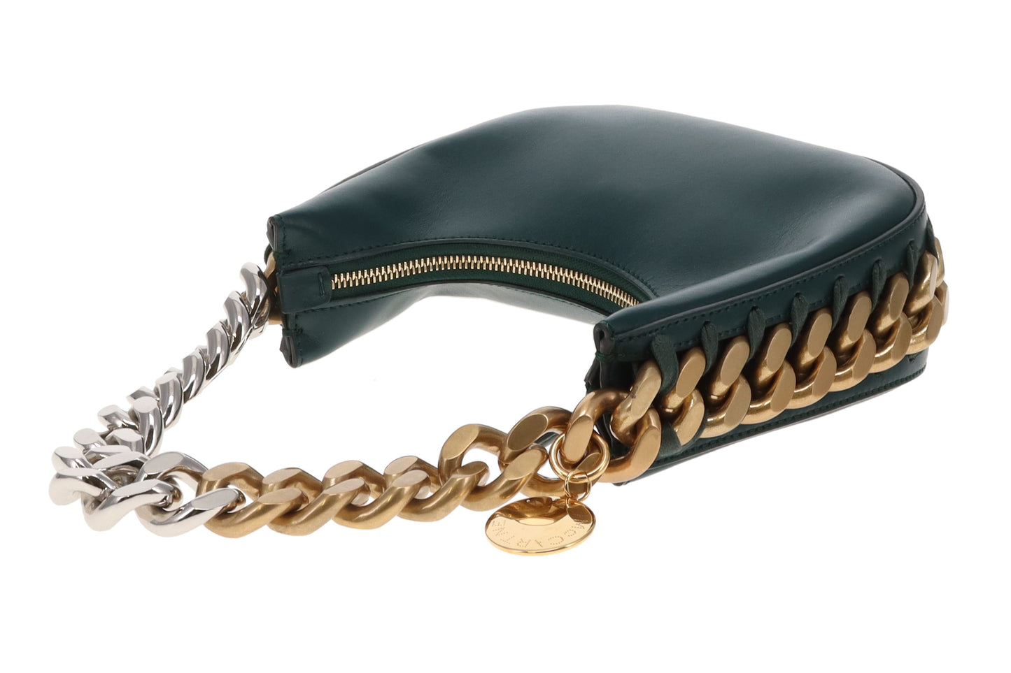 Stella McCartney Frayme Shoulder Bag Green Faux Leather