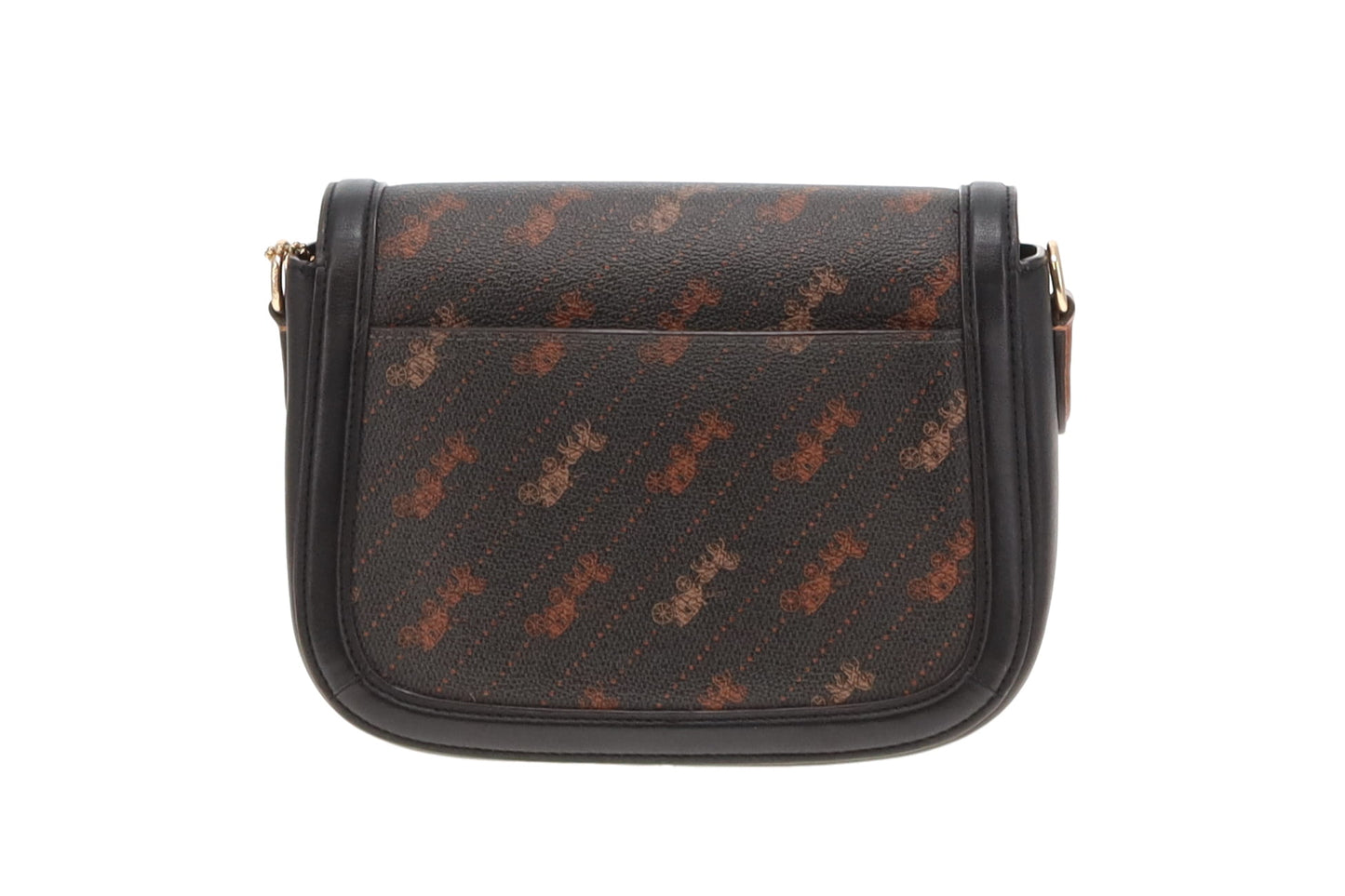 Coach Black and Brown Horse and Carriage Dot Print Saddle Bag