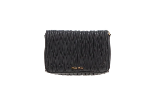 MiuMiu Black GHW Matelasse Crossbody Bag