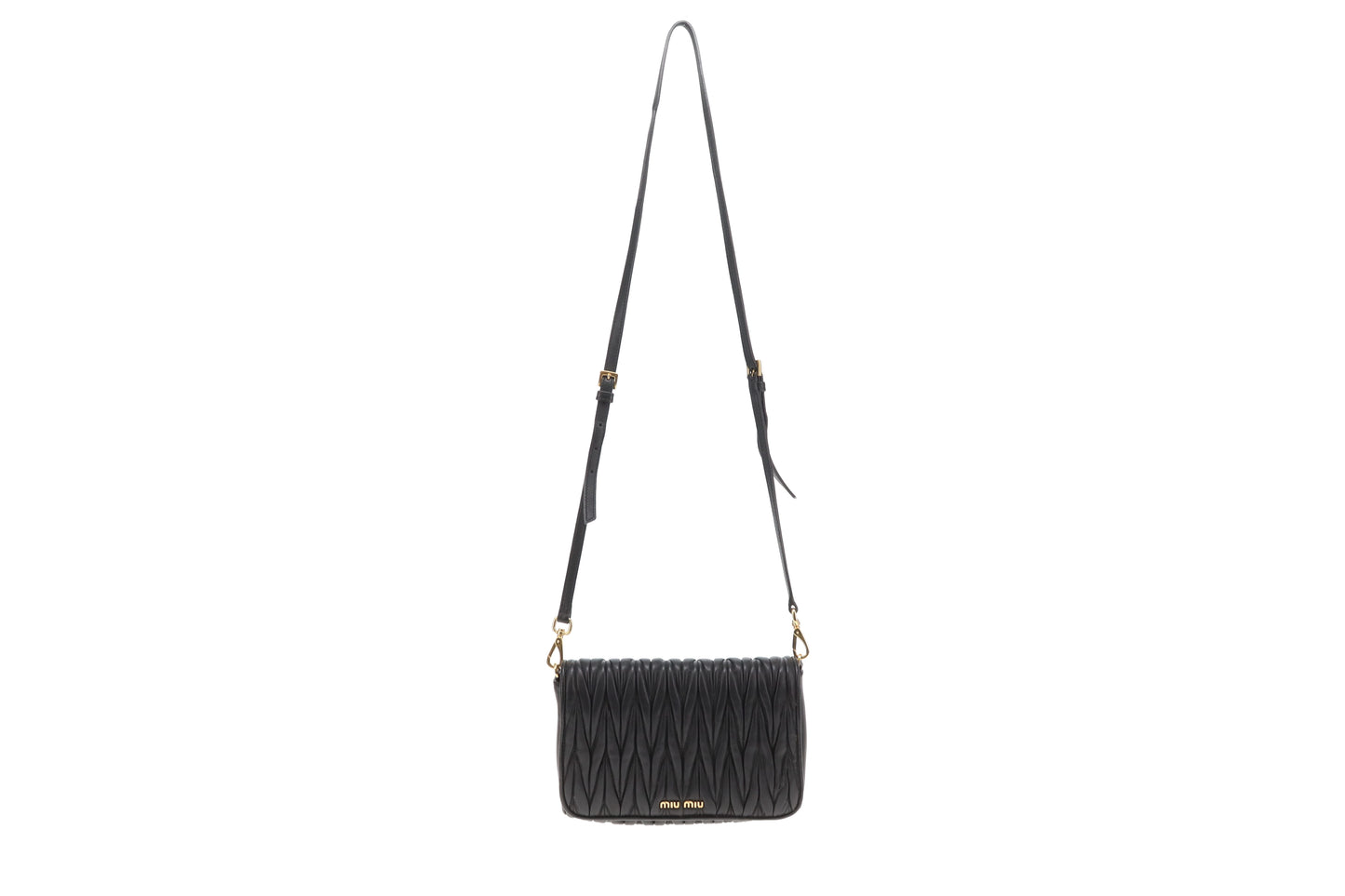 MiuMiu Black GHW Matelasse Crossbody Bag