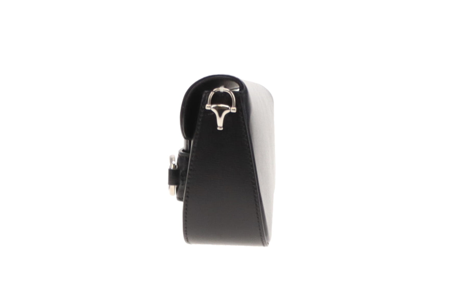 Gucci Black Leather SHW Mini Diagonal Horsebit with Chain