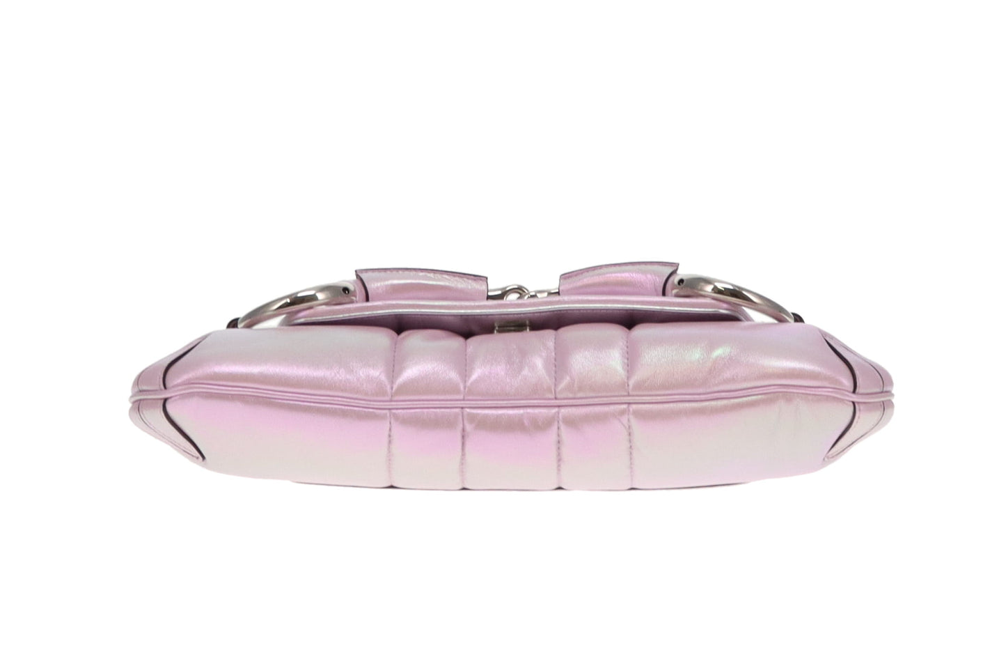Gucci Pink Iridescent Leather SHW Horsebit Chain Shoulder Bag