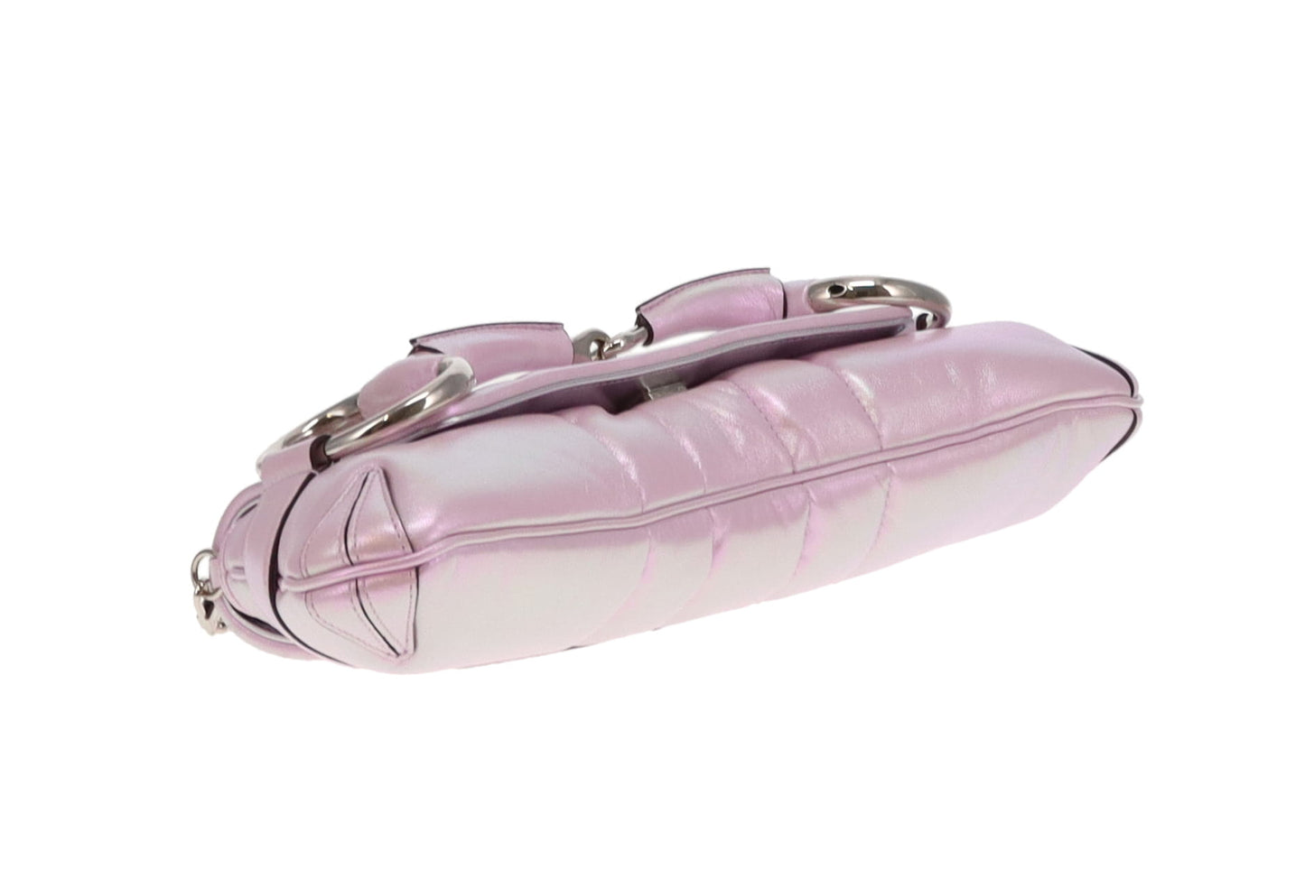 Gucci Pink Iridescent Leather SHW Horsebit Chain Shoulder Bag