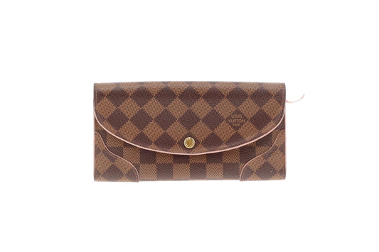 Louis Vuitton Kaisa Damier Ebene & Rose Ballierine Long Wallet