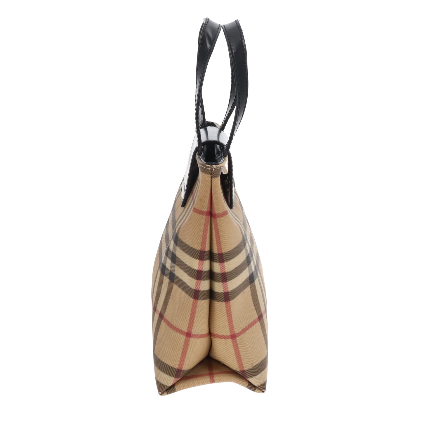 Burberry Tote Mini Check Coated Canvas and Black Leather