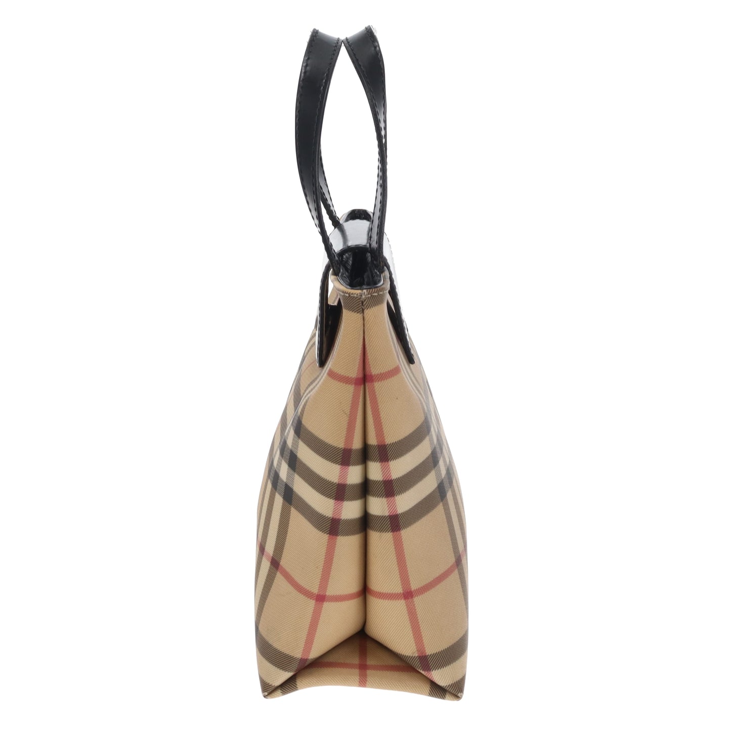 Burberry Tote Mini Check Coated Canvas and Black Leather
