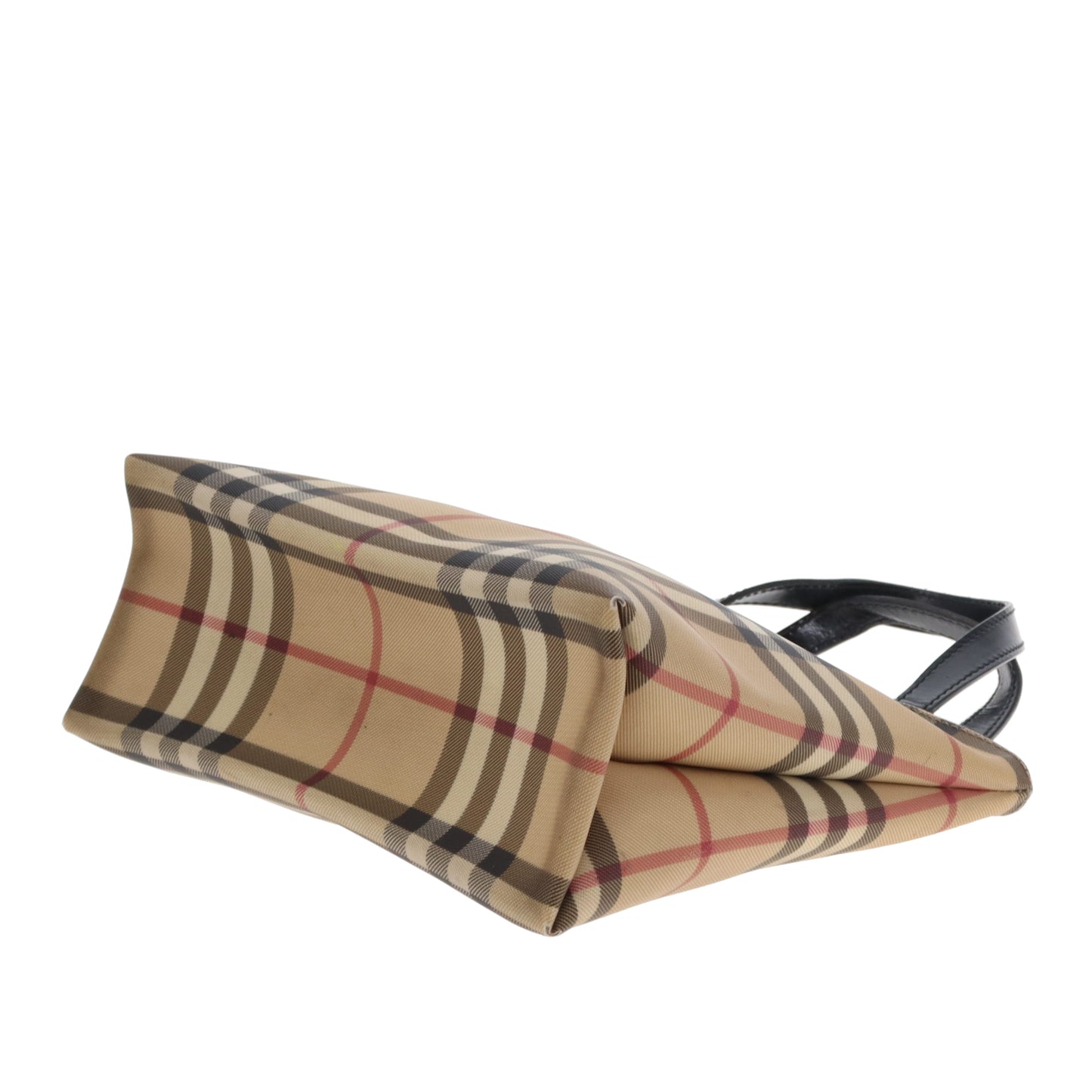 Burberry Tote Mini Check Coated Canvas and Black Leather