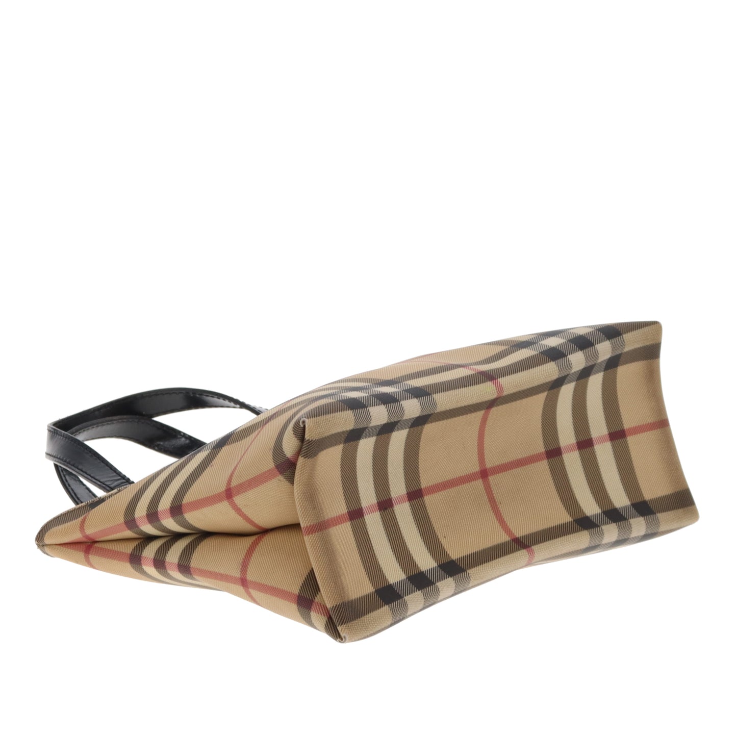 Burberry Tote Mini Check Coated Canvas and Black Leather