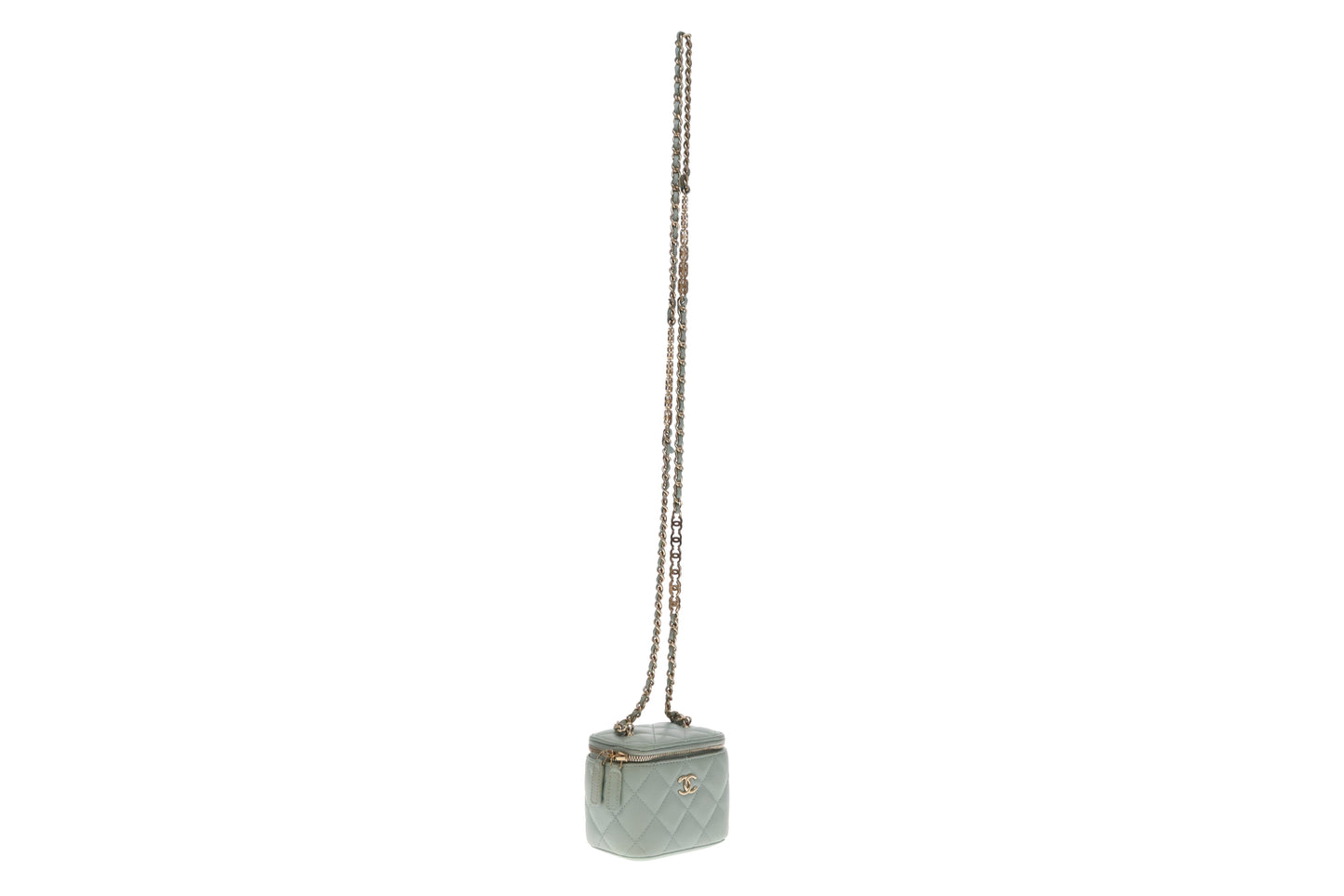 Chanel Vanity Mini Duck Egg Blue Caviar CC Chain Detail 2021