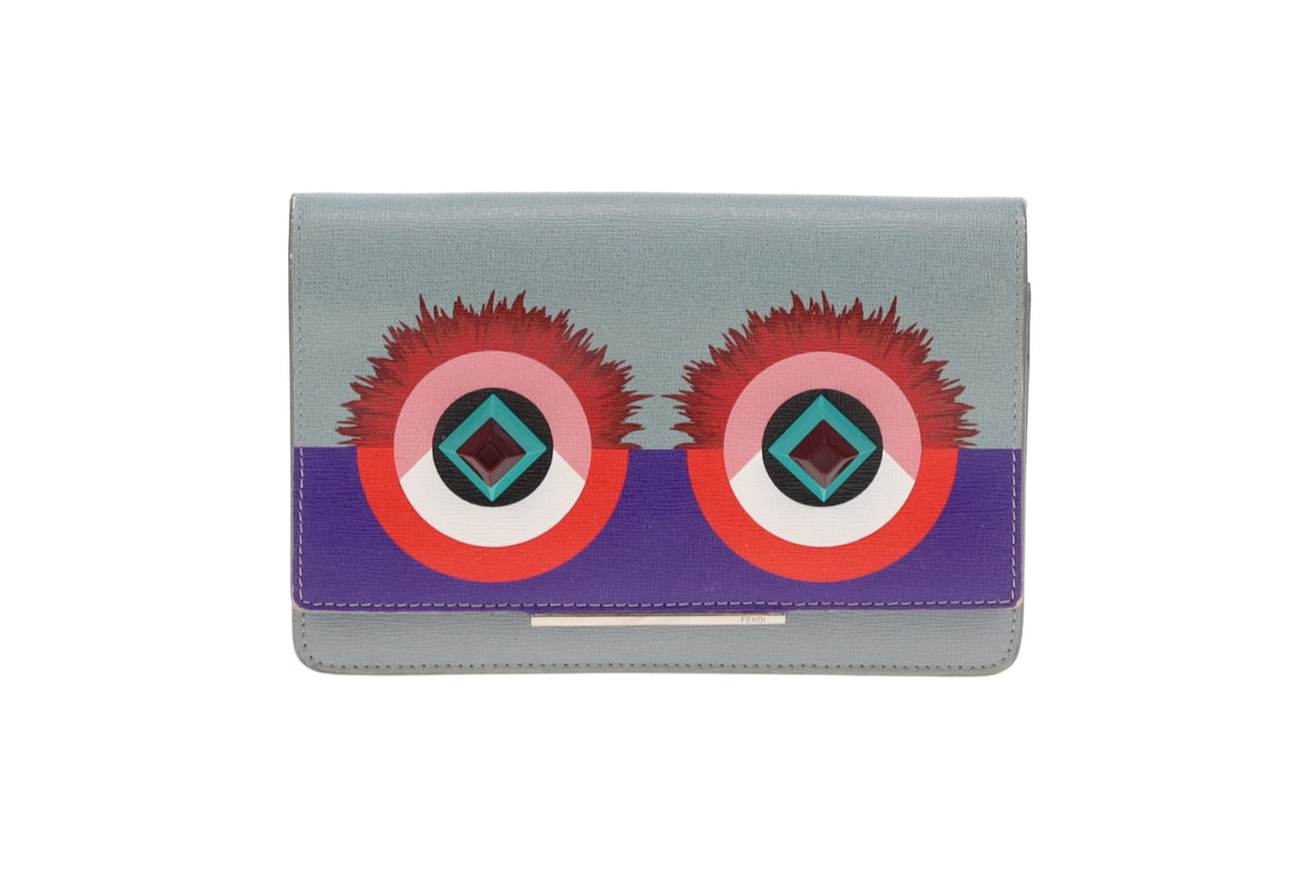 Fendi Hypnoteyes Leather Wallet on Chain Blue