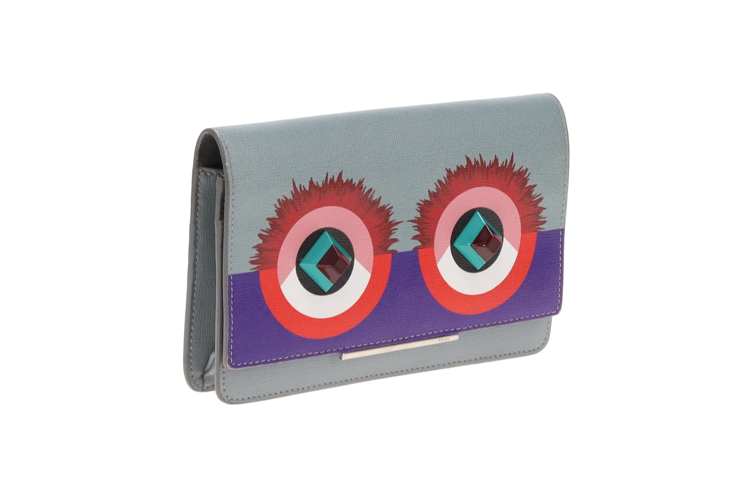 Fendi Hypnoteyes Leather Wallet on Chain Blue