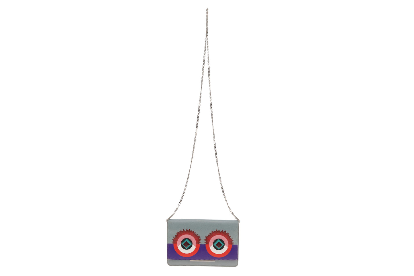 Fendi Hypnoteyes Leather Wallet on Chain Blue