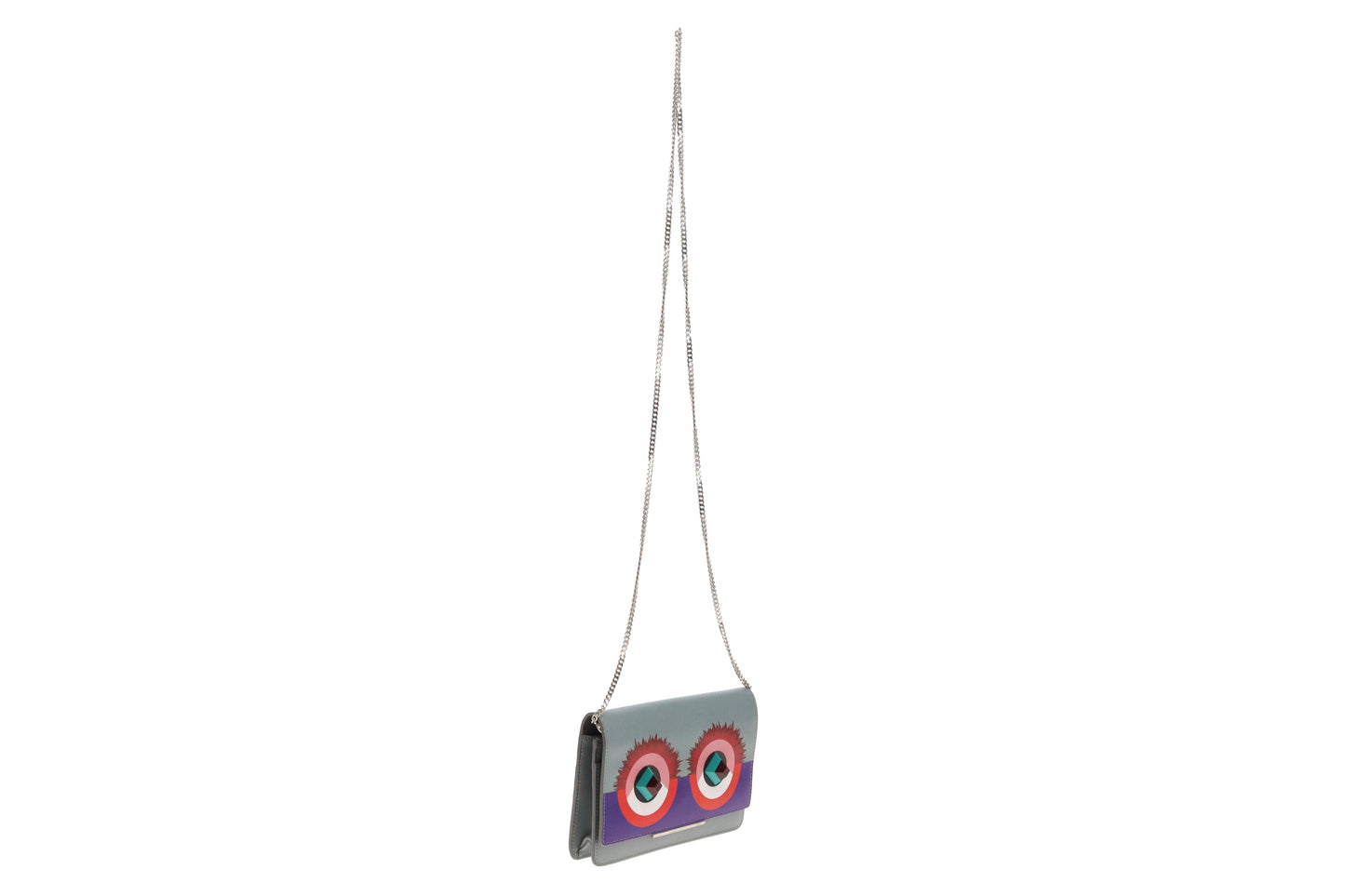 Fendi Hypnoteyes Leather Wallet on Chain Blue