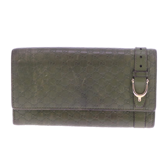 Gucci Guccisima Green Horsebit Flap Wallet Long