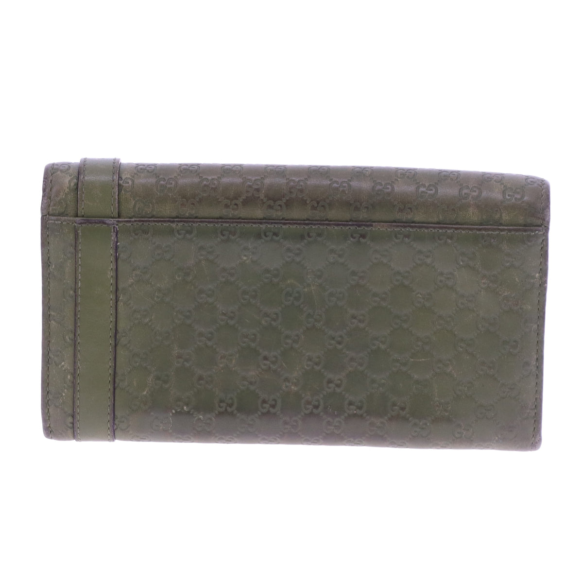 Gucci Guccisima Green Horsebit Flap Wallet Long