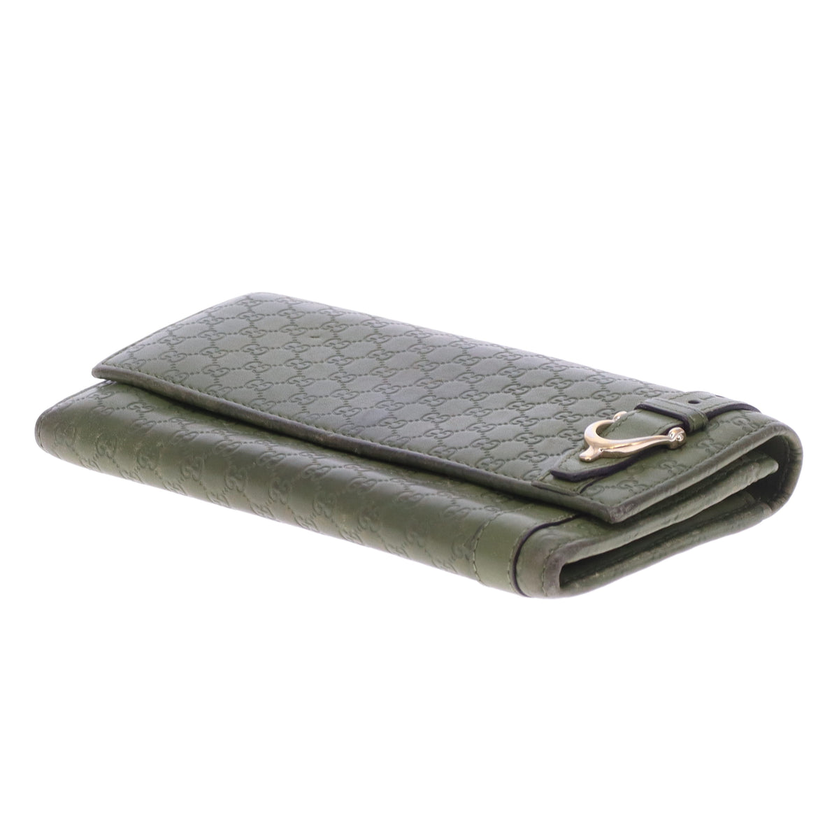 Gucci Guccisima Green Horsebit Flap Wallet Long
