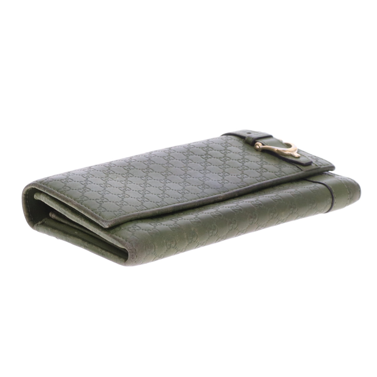Gucci Guccisima Green Horsebit Flap Wallet Long