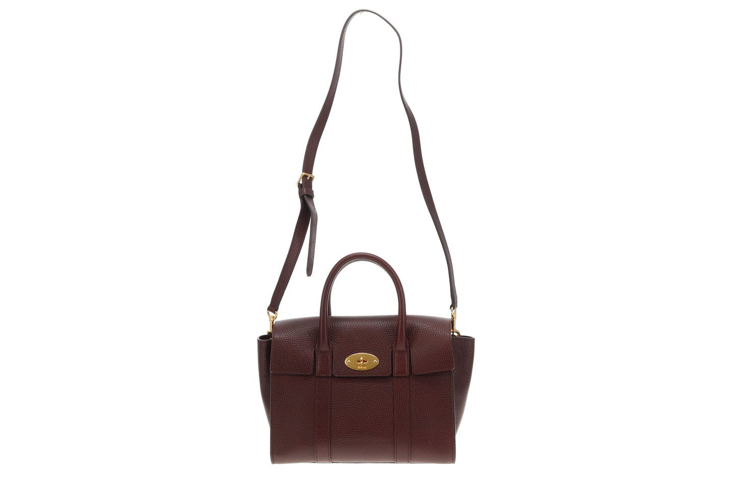 Mulberry Bayswater Small With Strap Oxblood Grained Veg Tan