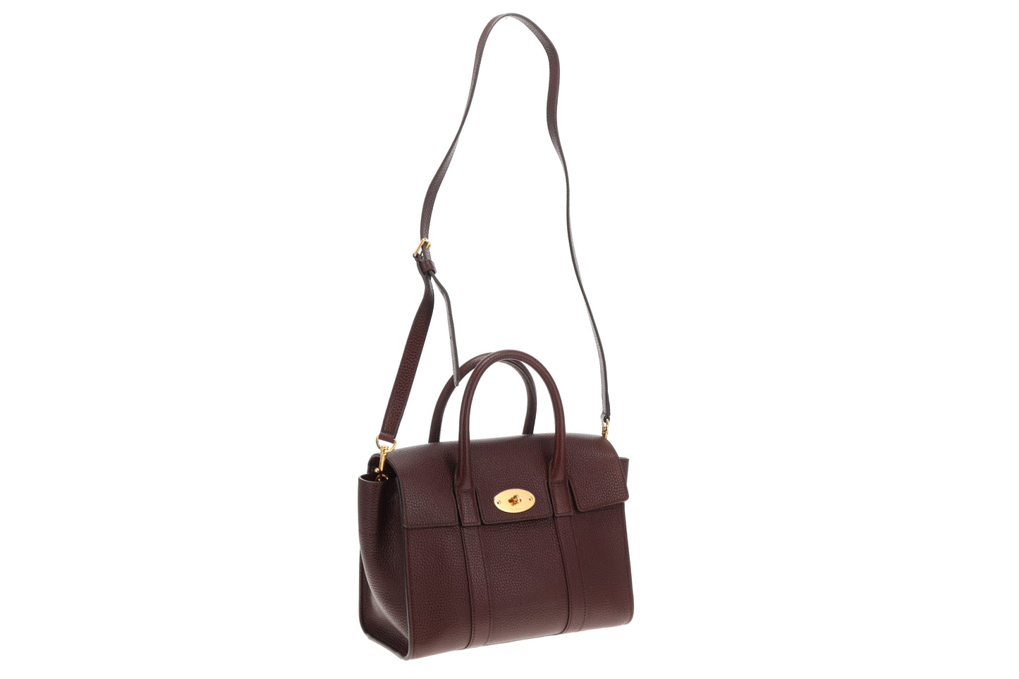 Mulberry Bayswater Small With Strap Oxblood Grained Veg Tan