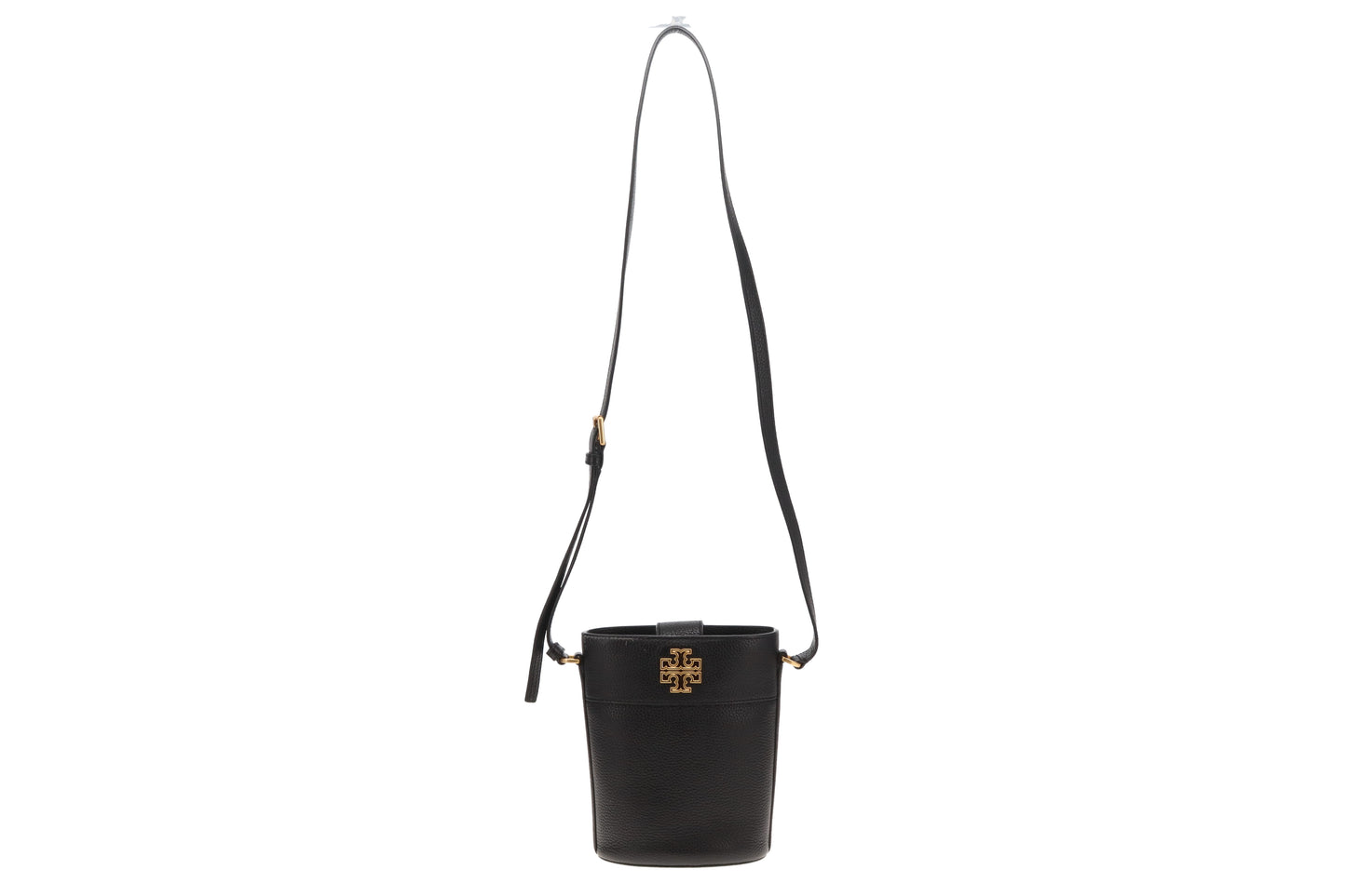 Tory Burch Britten Pebbled Leather Bucket Bag Black