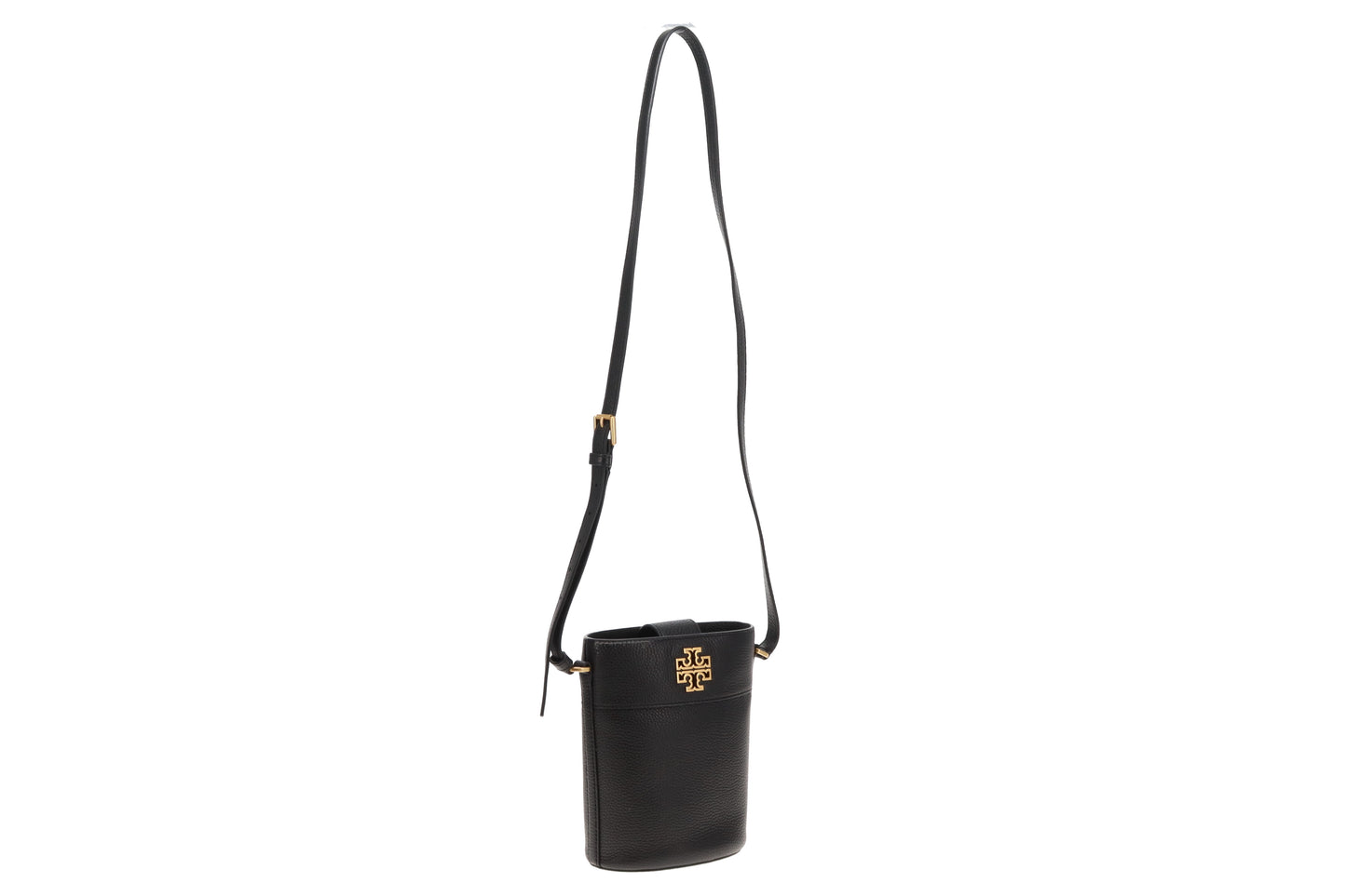 Tory Burch Britten Pebbled Leather Bucket Bag Black