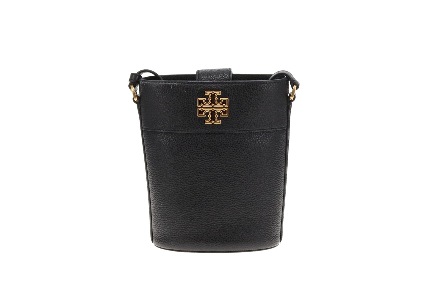 Tory Burch Britten Pebbled Leather Bucket Bag Black