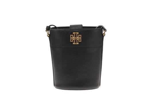 Tory Burch Britten Pebbled Leather Bucket Bag Black