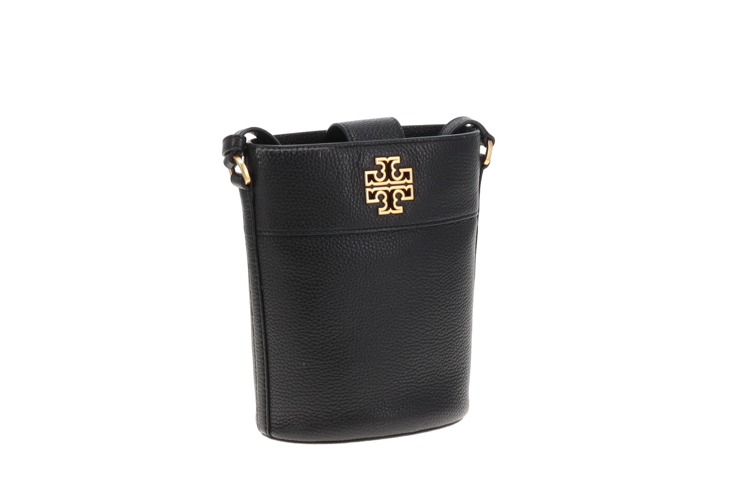Tory Burch Britten Pebbled Leather Bucket Bag Black