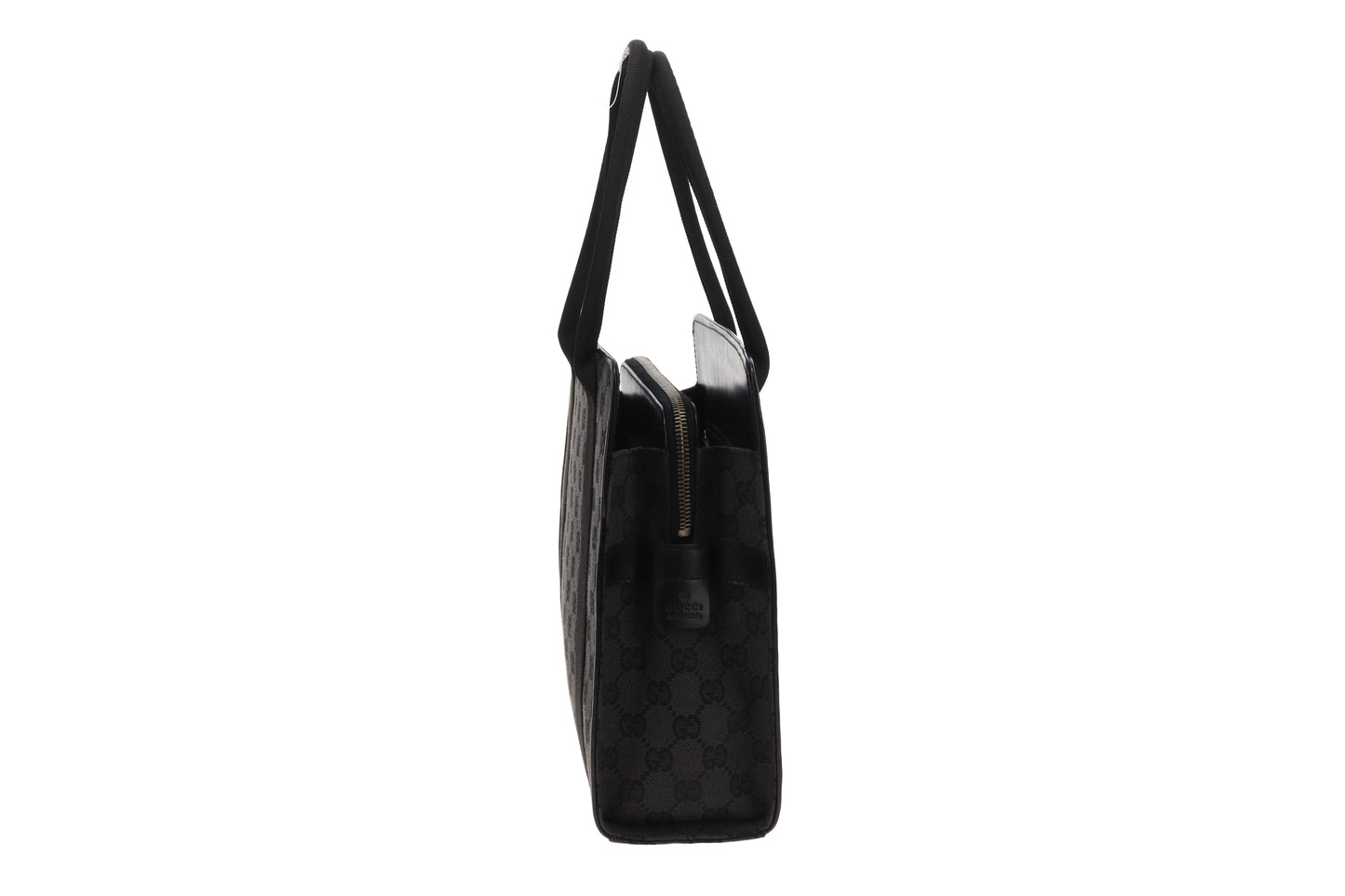Gucci Tri Pocket Tote Bag Vintage Charcoal GG Canvas